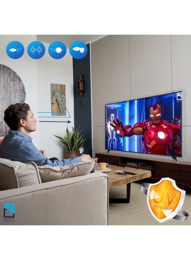 سمارت كريشنز واقي شاشة تلفزيون مقاس 100 بوصة - مقاوم للكسر والخدش والماء، شفاف عالي الوضوح - حماية من الأشعة فوق البنفسجية والانعكاس - يناسب جميع الشاشات المسطحة - أكريليك 3 مم، آمن للأطفال - Image 5